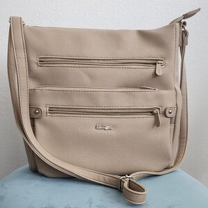 Multi-Sac Large Lorraine Crossbody Tan Purse. Adjustable Strap Zip Closure NEW